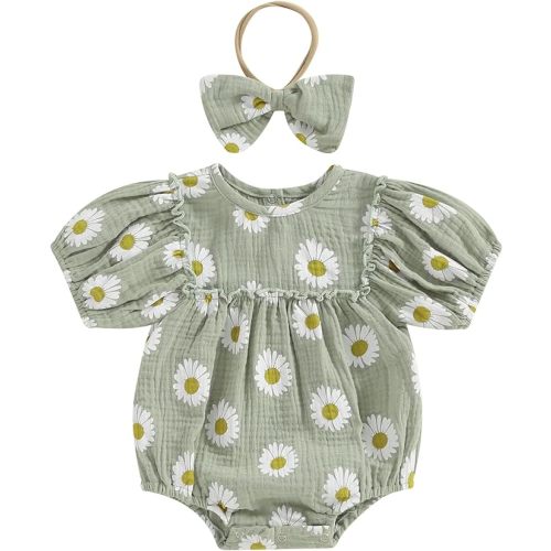 FYBITBO Newborn Infant Baby Girls Clothes Summer Short Sleeve Rompers Bubble Bodysuit Cute Outfit One Piece Clothing