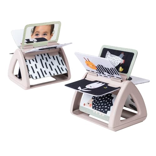 Taf Toys Black & White Rattling Spinning Book High Contrast Newborn Baby Toy 0-6 6-12 Months with Mirror for Visual Stimulation, Tummy Time & Early Cognitive Development, Montessori Learning Activity