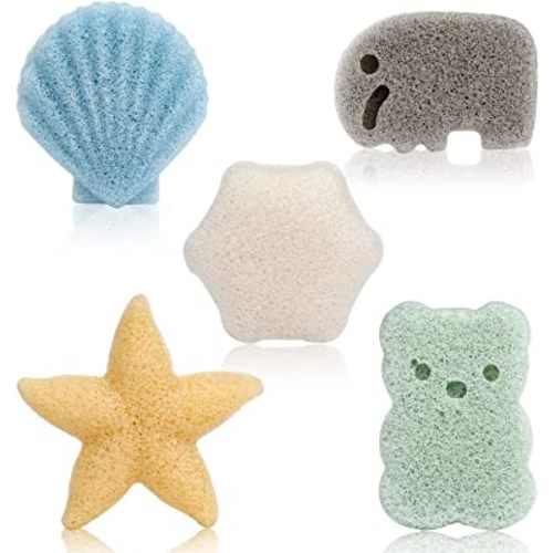 Baby Bath Sponge for Bathing, Konjac Bath Sponges for Infants, Toddler, Newborn, Natural and Safe Plant-Based Konjac Baby Bath Accessories, 5pcs(SET2)