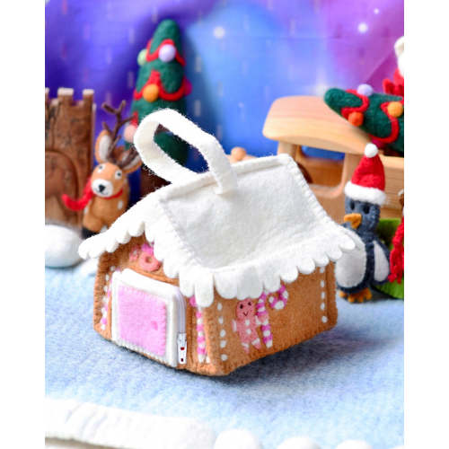 Felt Pink Gingerbread House Bag