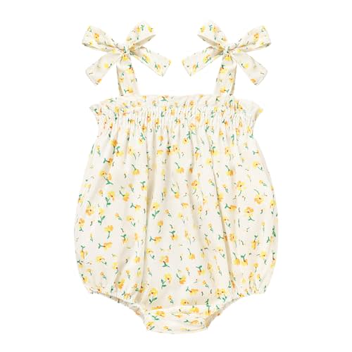 ZOELNIC Baby Girl Summer Clothes Newborn Girl Outfits Cute Strap Baby Girl Romper Jumpsuit Infant Floral One Piece Bodysuit