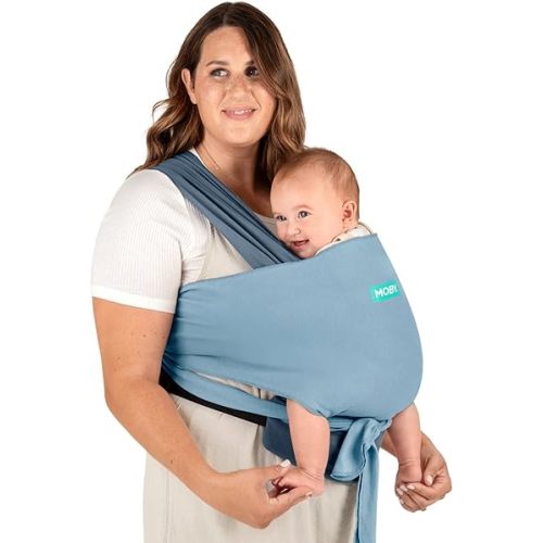 Moby Easy-Wrap Carrier | Baby Carrier and Wrap in One for Mothers, Fathers, and Caregivers | Designed for Newborns, Infants, and Toddlers | Holder Can Carry Babies up to 33 lbs | Sea Spray Blue