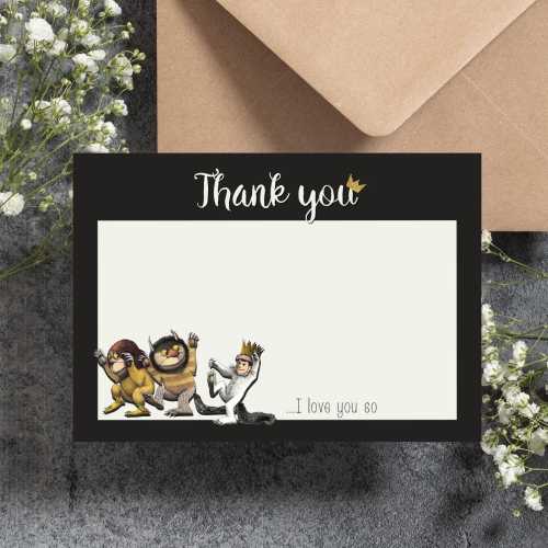 Where the Wild Things Are Thank You Card- 3.5x5in- Folded or Flat- Printed and Shipped