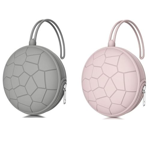 Smlpuame 4 Pack Pacifier Holder Case Set,2 Silicone Portable Pacifier Cover Pouch Bag for Diaper Bags Baby Carriage with 2 Transparent Pacifier Storage Container Box,Easy to Clean,Classic(Pink & Grey)