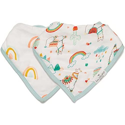 Loulou Lollipop Muslin Bandana Bib Drool Bib Set for Baby Girl and Boy, Adjustable 3 to 36 Months, 2 Pack