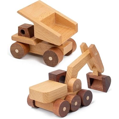 Wooden Toy Construction Cars, 3+ (Excavator & Dump Truck)