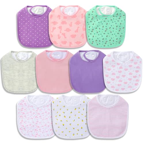 Hakochia Waterproof Baby Bibs Organic Cotton Super Soft and Absorbent With Adjustable Snap for Baby Boys and Girls