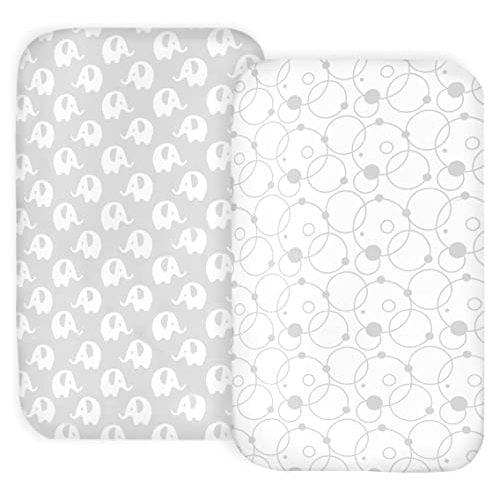 100% Organic Cotton 2 Pk of Bedside Sleeper Bassinet Fitted Mattress Sheets for Mika Micky, Baby Delight, Ronbei, Chicco, KoolerThings, Cloud Baby, AMKE, Angelbliss, Maxi-COSI, Arm's Reach, and More.
