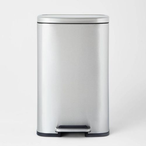 45l Rectangular Step Trash Can Silver - Brightroom™: Stainless Steel, Quiet Pedal Lid, Removable Liner, Kitchen Use