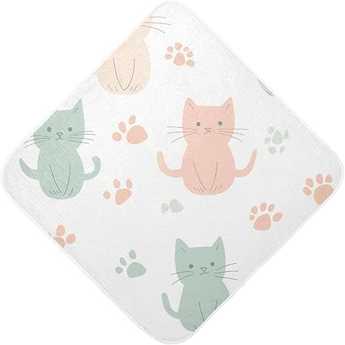 Cute Cat Baby Hooded Towel Cotton Baby Bath Towel Soft and Absorbent Baby Towels for Newborn, Infant, Toddler (30 x 30 Inch)