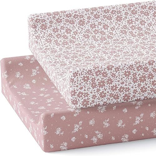 Changing Pad Cover 2-Pack (Antique Rose) - Premium Fitted Sheets - Buttery Soft Cotton Blend