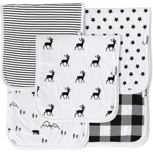 Premium Quality Organic Cotton 5 Pack Baby Burp Cloths – 3 Layer, Large, Ultra Soft & Absorbent Burping Rags for Newborn Babies