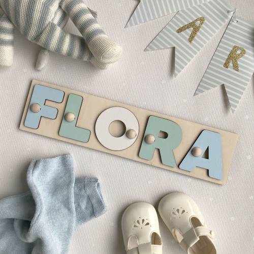 Personalised Baby Name Puzzle Educational Montessori Wooden Toy Toy Gift for Christmas Birthday First Year Baby Shower Non Toxic