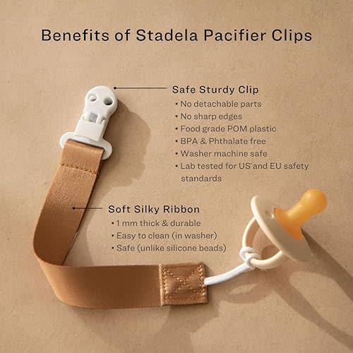 Baby Pacifier Clip Holder - Girl or Boy Unisex 4 Pack Gift Set – Boho Modern Neutral Neutral Dinosaur (Rex)