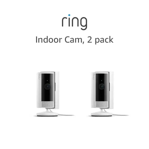Ring Indoor Cam (newest model) — Home or business security in 1080p HD video — 2-pack, White
