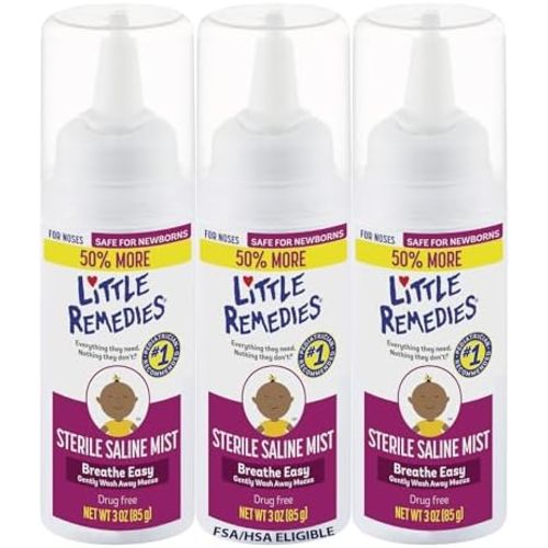 Little Remedies Sterile Baby Saline Nasal Mist, 3 Fl Oz Pack of 3