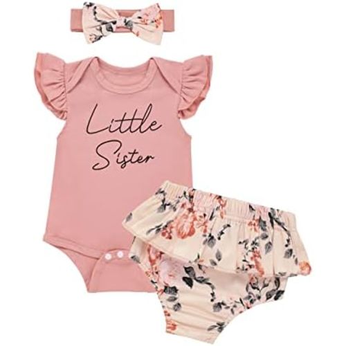 Toddler Baby Girl Little Sister Big Sister Matching Outfit Pink Floral Pants Set