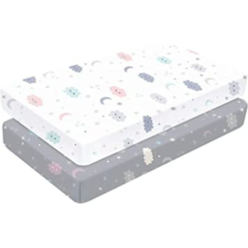 Yoofoss Baby Crib Sheets for Boys Girls, Fitted Crib Sheet 2 Pack for Standard Crib and Toddler Mattress, Super Soft Microfiber Baby Sheet 28x52x8in(Cloud)
