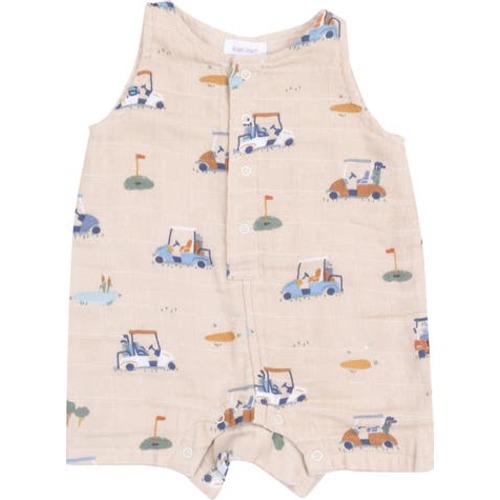 Golf Print Sleeveless Organic Cotton Gauze Romper, 6-12M