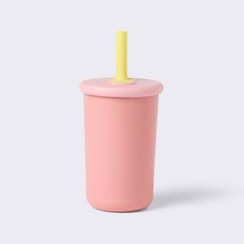 10 fl oz Stainless Steel Straw Tumbler Pink - Cloud Island™