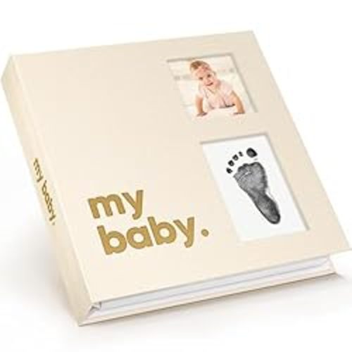 First 5 Year Baby Memory Book for Baby Girl, Boy - Minimalist, Gender Neutral Baby Book Keepsake, Timeless Baby Journal, Inkless Ink Pad Baby Scrapbook, Baby Milestone Book, Birth Record Book (Gleam)