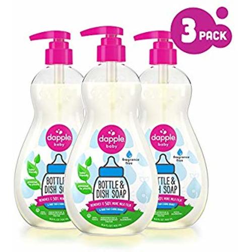 DAPPLE Baby Bottle and Dish Soap, Fragrance Free Dish Liquid, Plant Based, Hypoallergenic, 16.9 Fluid Ounces (Pack of 3)