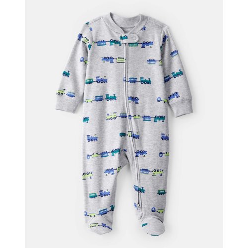 Baby Boy Train Cotton Long-Sleeve Snug Fit Sleep & Play Pajamas - Grey - Carter's | Carter's