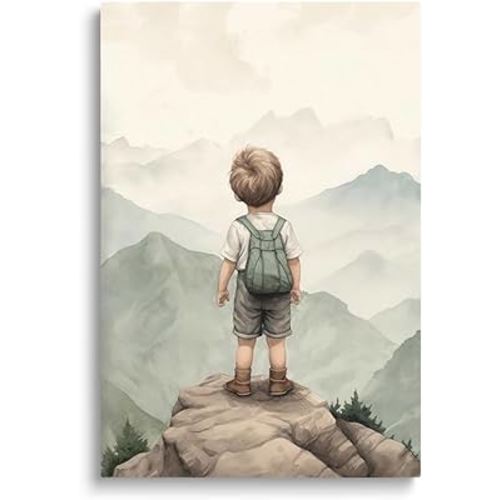 SKYSUKEY Baby Boy Nursery Wall Decor, Boy Adventure Toddler Room Decor, Adventure Nursery Decor, Watercolor Mountain Wall Art Nursery Decor, Nature Nursery Decor, Woodland Nursery Decor, Baby Room
