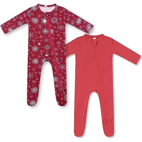 HAPIU Rayon from Bamboo Baby Footed Pajamas, 2 Way Zipper YKK, Footie for Baby Boy Girls, Newborn-24 Months