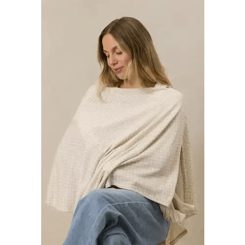Cream Houndstooth Nursing Cover