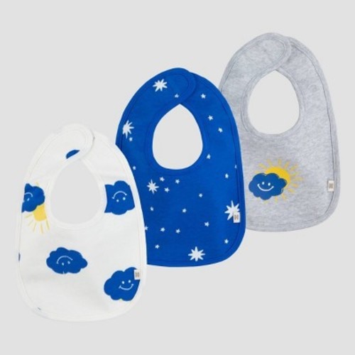 Huggies Baby Boys' 3pk Organic Clouds Bib