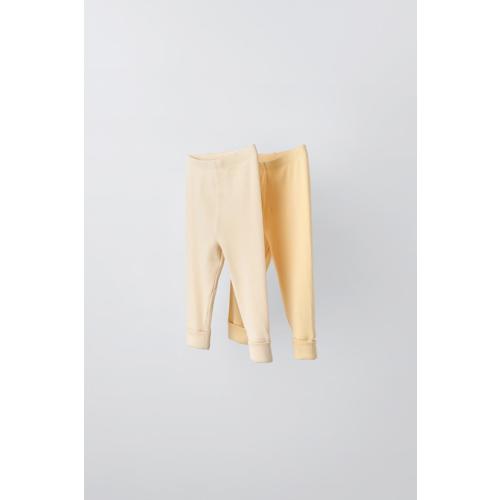 TWO-PACK OF RIBBED LEGGINGS - Yellow | (Size 6-9m)