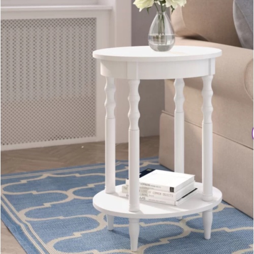 Moravian Oval End Table with Shelf