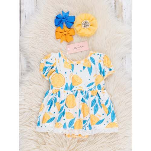 Marie Nicole- Lemons & Floral Lace Ruffle Bubble
