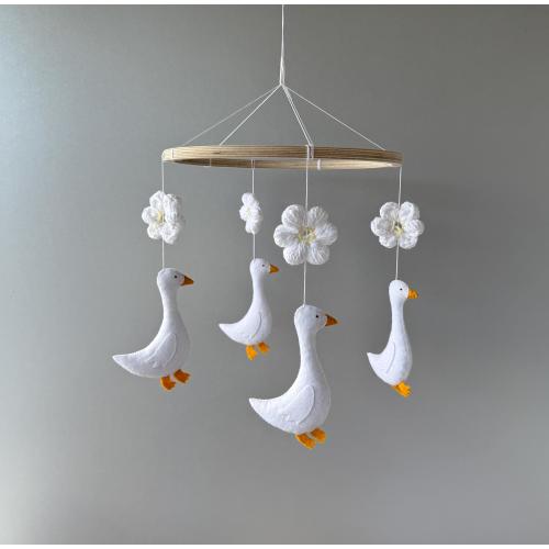 Goose baby mobile nursery, goose crib mobile, duck felt mobile, farm baby mobile, geese baby shower, handmade felt nursery decor