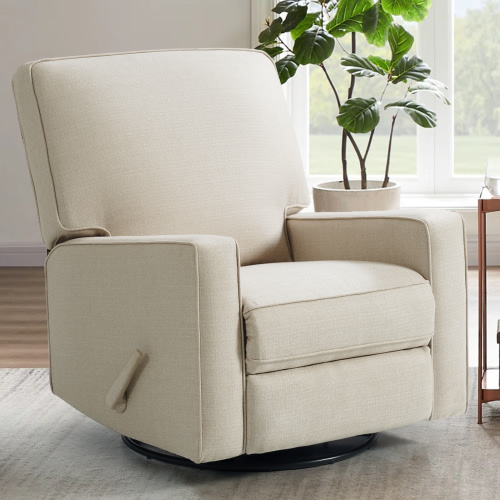Harkawon Swivel Rocker Glider Recliner Chair, 360°Swivel Chair,Manual Lever Armchair,Single Sofa Reclining Chair,Beige