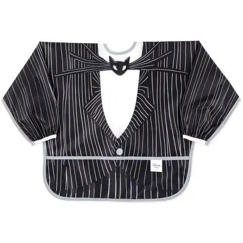Bumkins Disney Sleeved Bib for Girl or Boy, Baby and Toddler for 6-24 Mos, Essential Must Have for Eating, Feeding, Baby Led Weaning Supplies, Long Sleeve Mess Saving Food Catcher, Jack Skellington