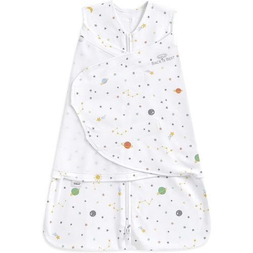 HALO 100% Cotton Sleepsack Swaddle, 3-Way Adjustable Wearable Blanket, TOG 1.5, Space, Newborn, 0-3 Months