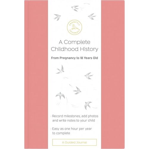Promptly Journals, A Complete Childhood History: From Pregnancy to 18 Years Old (Dusty Rose, Pink, Linen) | Baby Book and Pregnancy Journal | Baby Memory Book