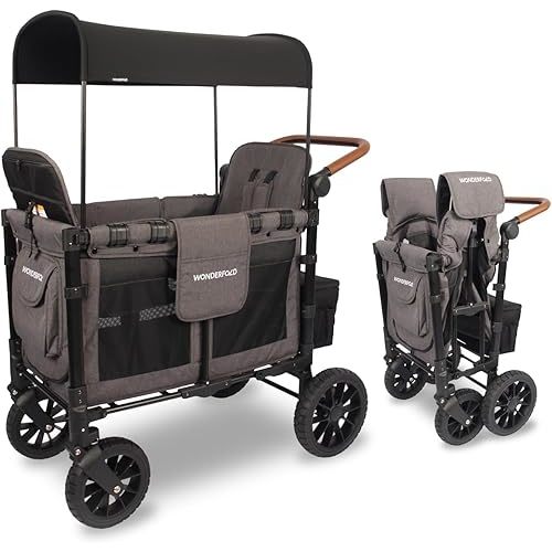 WonderFold Wagon W2 Luxe Pro Double Seater Stroller Wagon - Charcoal Gray