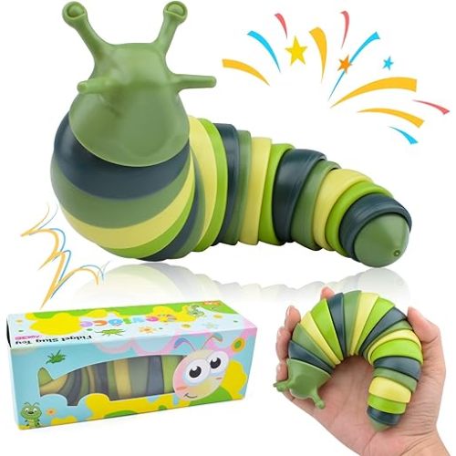 Cevioce Sensory Slug Fidget Toys,Fidget Slug Toys for Adults & Kids Party Favors,1 PC Cute Autism Sensory Toys for Autistic Children,Toddler Toys Age 1+,Travel Toys for 1+ Year Old (Green)