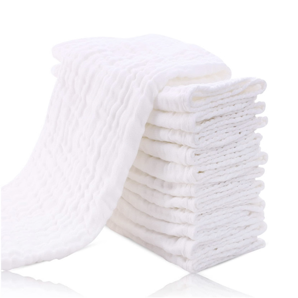 Muslin Burp Cloths 10 Pack Large 100% Cotton Hand Washcloths 6 Layers Extra Absorbent and Soft by Comfy Cubs (White, Pack of 10)