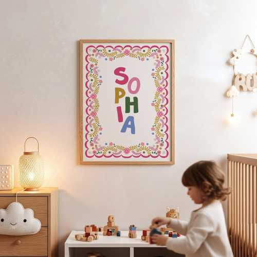 Custom Nursery Decor, Baby Name Wall Art, Customized Letter Printable Poster, Made to Order, Boho Floral Nursery Prints, DIGITAL DOWNLOAD