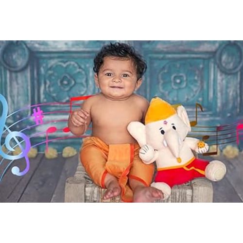 Baby Ganesh (11 inch) Mantra Singing Plush Toy | Ideal for Newborns, Infants, Toddlers, Grandparents | Best for Diwali, Baby Shower, Birthday, Housewarming