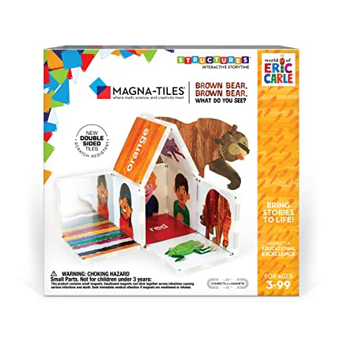 CreateOn Magna-Tiles Brown Bear, What Do You See? (The Very Hungry Caterpillar) Set, Eric Carle Books for Kids’ Building Toys, Magnet-Tiles Toys for Ages 3+, 16 Pieces