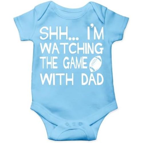 AW Fashions Shh... I'm Watching The Game With Dad Baby Bodysuit Funny Infant Clothes Romper Boy Clothes