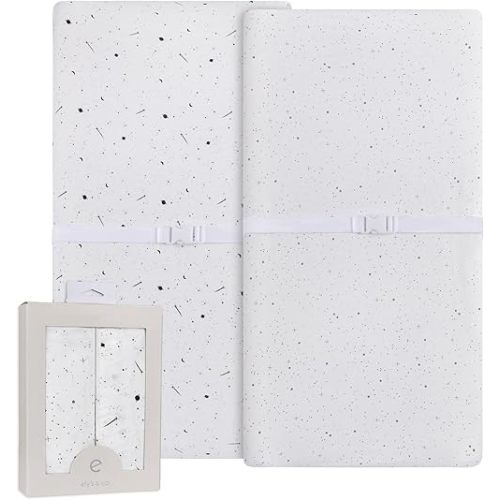 Ely’s & Co. Changing Pad Cover, Diaper Changing Table Sheets, 2 Pack, Cradle Sheet Set for Baby Boys/Girls, 100% Jersey Knit Cotton, Black and White Celestial Collection, 32”x16”x5”