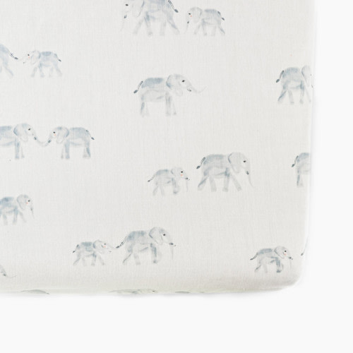 Pehr Brushed Organic Cotton Crib Sheet - Follow Me Elephant
