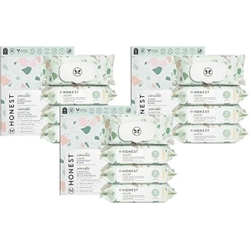 The Honest Company Hypoallergenic Multi-Use Baby Wipes for Sensitive Skin, Geo Mood 72 Count (Pack of 12)