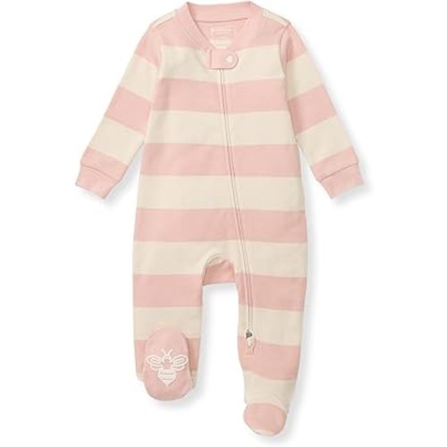 Burt's Bees Baby Baby Girls' 100% Organic Cotton Zip Front One-Piece Sleep & Play Loose Fit Pajamas